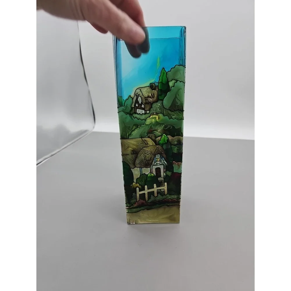 Vintage Joan Baker Hand Painted Glass Bible Quote Candle Holder Vase 10